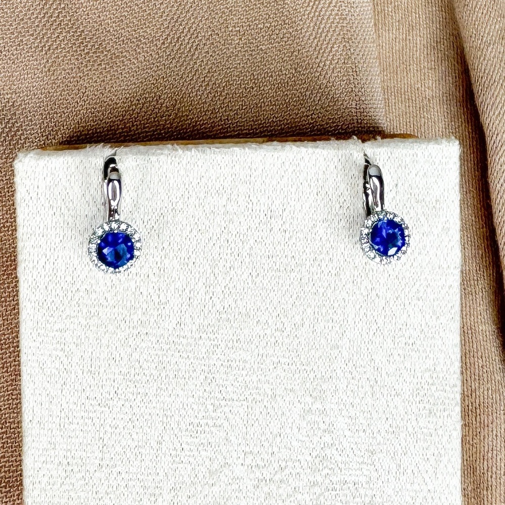 Silver Plated Cubic Zirconia Elegant Blue and Silver Earrings - Picture 2 of 3
